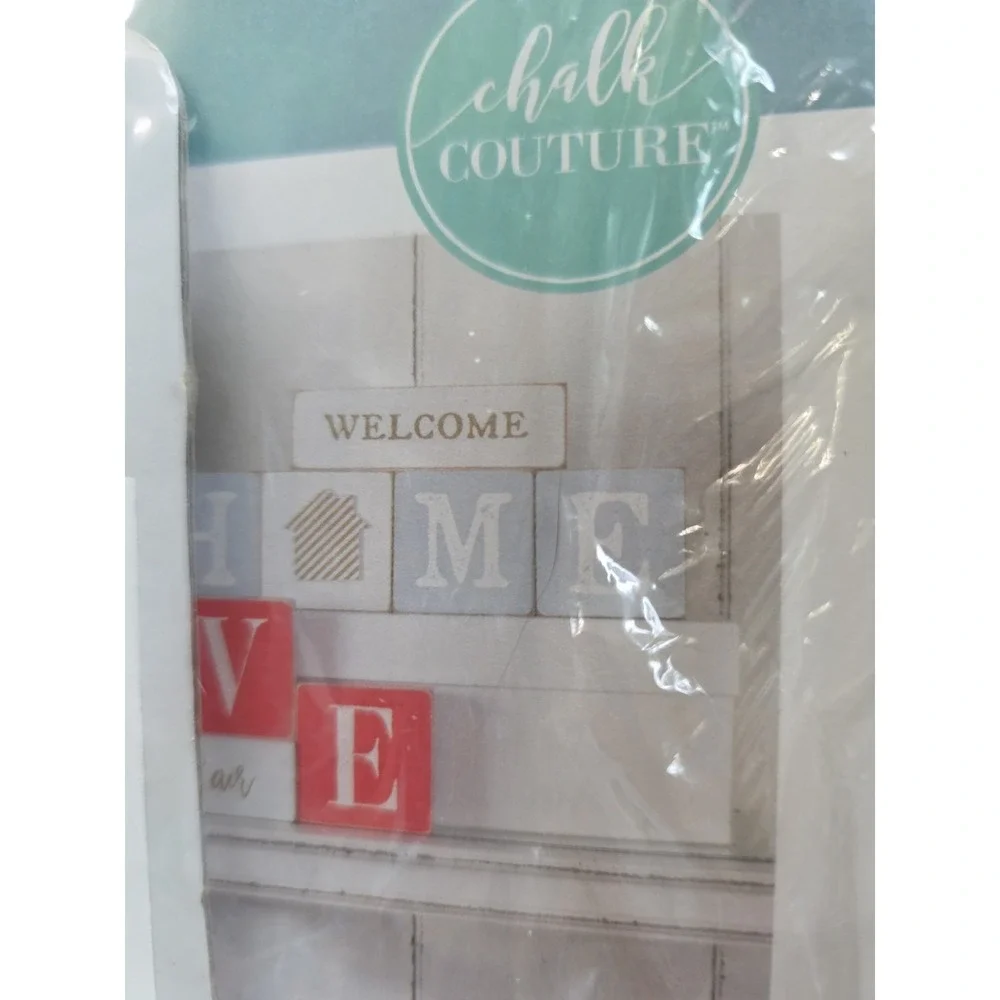 Retired WELCOME Chalk Couture Heart And Home Reusable Stencil Kit DIY